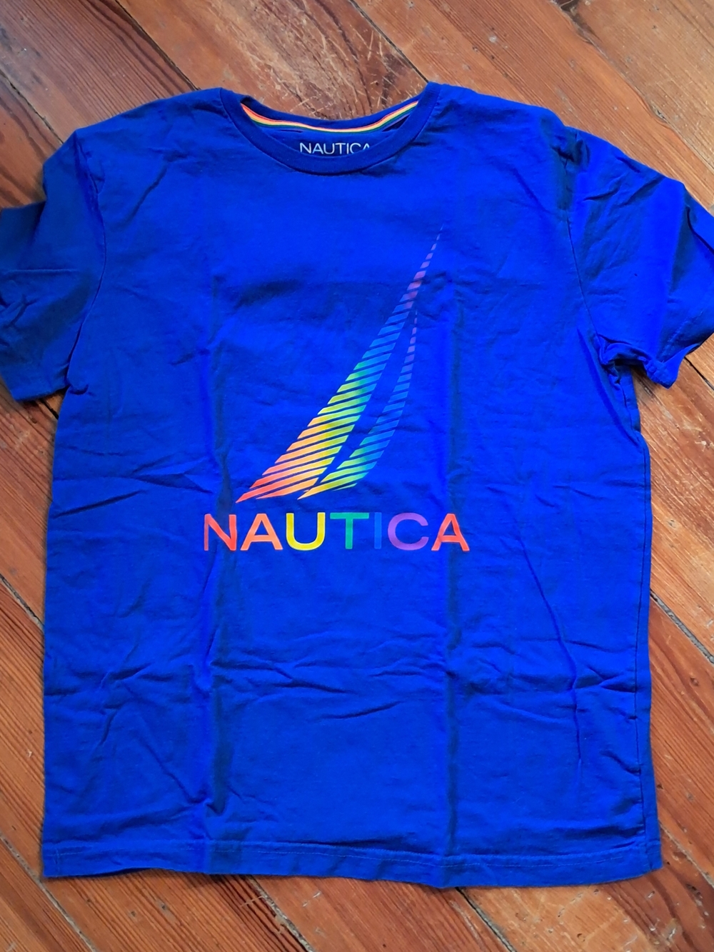 Nautica Royal Blue Short Sleeve Tee with Rainbow Logo
